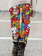 economico Animali Stampa-Per donna Leggings Punk Attivo Vacanza Lunghezza intera Vita Alta Grafico Animale Gatto Stampa 3D Asciugatura Rapida Traspirabilità Morbido Elasticizzato All&#039;aperto Casa Casual Nero Bianco Arcobaleno
