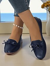 preiswerte Ballerinas für Damen-Damen-Mokassins mit goldfarbener Metallic-Schleife – bequeme Slipper, lässige und elegante flache Schuhe für Damen, perfekt für Partys, Reisen und den Alltag