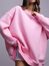 levne Jednoduché mikiny-Dámské Svetrová mikina Mikiny Bez vzoru Šik ven Na běžné nošení Dlouhý rukáv Tričkový Běžné topy ulice Dovolená Jdeme ven Bílá Světlá růžová Světle šedá Podzim Zima