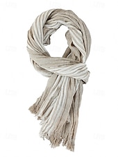 cheap Men&#039;s Ties &amp; Bow Ties-Men&#039;s Striped Cotton Scarf – Lightweight Soft Fringed Wrap for Fall &amp; Winter, Casual Vintage Style Shawl for Travel, Daily Wear &amp; Outdoor Activities