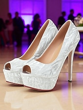 abordables Fête de la Vie Nocturne-Escarpins à plateforme peep-toe argentés pour femmes avec motif subtil - escarpins à talons aiguilles hauts et audacieux pour les cocktails et les événements en soirée