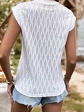 economico Top Semplici da Donna-Per donna Camicia di Pizzo Blusa Semplice Moderno Casual Senza Maniche Girocollo Top Regolari Quotidiano Ferie Uscire Stampato Bianco Estate