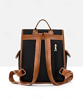 cheap College Backpacks-Women&#039;s Vintage Faux Leather Trim Backpack - Waterproof Canvas Preppy School Bag with Drawstring Closure for Teenage Girls, Students and Daily Use