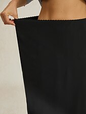 ieftine fuste-Pentru femei Larg Elegant Midi Talie Înaltă Fuste Inelastic Negru Vară Șifon