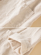 preiswerte Blazer &amp; Anzüge-Damen-Blazer aus Baumwollleinen, bequem, atmungsaktiv, Tasche, lässig, einfarbig, fürs Büro, Straße, lässig, Alltagskleidung, einreihig, normal, Umlegekragen, normale Passform, langärmelig, Oberbekleidung, weiß, grün, beige, Sommer