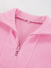 preiswerte Flauschige Sweatshirts-Damen Freizeitjacke Warm Bequem Reißverschluss Lässig Einfach Urlaub Ausgehen Pullover Regulär Umlegekragen Normale Passform Langarm Oberbekleidung Rosa Herbst Winter
