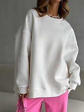 levne Jednoduché mikiny-Dámské Svetrová mikina Mikiny Bez vzoru Šik ven Na běžné nošení Dlouhý rukáv Tričkový Běžné topy ulice Dovolená Jdeme ven Bílá Světlá růžová Světle šedá Podzim Zima