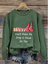 abordables Hauts d&amp;#39;Halloween-Femmes Sweatshirt Pull Graphique Crâne Sorcière Mode Occasionnel manche longue Col ras du cou Col rond Hauts Réguliers Rue Tenue Quotidienne Occasionnel Imprimé Noir Violet Orange Vert Gris Automne