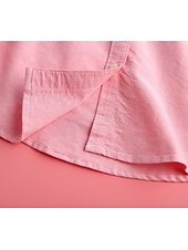 economico Camicie-Camicia da donna in 100% cotone, tinta unita, stile bohémien, vintage, da giorno, a maniche lunghe, con colletto, da giorno, per le feste, con tasca, bianca, rosa, rossa, blu, viola, primavera,