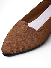 preiswerte Ballerinas für Damen-Weiße Flyknit-Ballerinas mit spitzer Zehenpartie für Damen – Ballerinas mit gewelltem Rand für Frühlingspicknicks, Gartenpartys und den Weg zur Arbeit