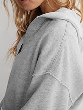 baratos Moletons e Sweatshirts Texturizados-Mulheres Casaco com capuz Manter Quente Confortável Patchwork Moda Tecido Para Noite Final de semana Pullover Padrão Com Capuz Normal Manga Longa agasalhos Preto Cinzento Claro Vermelho Rosa Outono