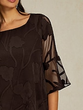 abordables Hauts habillés-Femmes Chemise en Dentelle Chemisier Hauts Élégants Hauts en mousseline de soie Couleur Unie Fleuri Fleur Élégant Manche 3/4 Manche cloche Col carré Col Bateau Hauts Réguliers robe demoiselle d