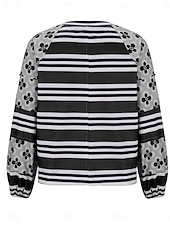 ieftine Topuri cu dungi și geometrice-Pentru femei Hanorac pulover Geometric Dungi Casual Manșon Lung Stil Nautic Topuri obișnuite Stradă Zilnice Imprimeu Negru Verde Deschis Roșu-aprins Portocaliu Toamnă Iarnă