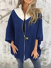 preiswerte Trenchcoats-Damen Mantel Freizeitjacke Warm Bequem Patchwork Reißverschluss Mode Modern Lässig Farbblock Ausgehen Wochenende Reisverschluss Regulär Stehkragen Normale Passform Dreiviertelarm Oberbekleidung