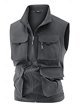 abordables Chalecos-Hombre Chaleco al aire libre Chaqueta táctica Deporte Pesca Acampada y Senderismo Activo Primavera Otoño Multi bolsillo Multicapa Poliéster Táctico Cremallera Negro Azul Marino Caqui Verde Ejército