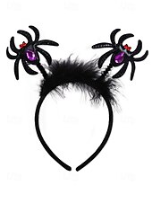 お買い得  ハロウィンアクセサリー-レディースハロウィンスパイダーヘッドバンド - かわいいグリッターブラックスパイダーデザインと紫の宝石、コスチュームパーティー、コスプレ、お祝いのお祝いに最適な柔らかい伸縮性のあるヘアアクセサリー