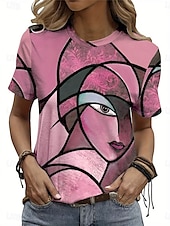 billige Kunst &amp; Design t-skjorte-kvinners t-skjorte uformelt trykk kortermet vanlige topper daglig kaki sommer