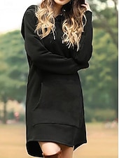 economico Felpe ed abiti sportivi-Per donna Mini Abito Abito con Cappuccio Moda Moderno Vacanza Quotidiano Uscire Vestibilità regolare Semplice Manica Lunga Con Cappuccio Nero Giallo Rosso Blu Primavera Autunno