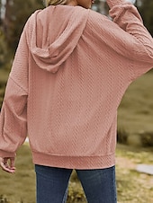 billige Teksturert hettegensere og sweatshirt-Dame Hettegensere med glidelås عادي Gatemote Fritid Langermet Med hette Vanlige topper Gate Ferie Ut på byen Glidelås Lomme Lys Rosa Svart Vin Navyblå Blå Høst Vinter