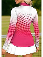 baratos Camisa Feminina-Mulheres Geométrica Gradiente Camisa polo de caminhada Camisa de tênis Camiseta de tênis Manga Longa Imprimir Quarter Zip Pullover Proteção UV Elástico Respirável Tênis Golfe Pickleball Colarinho