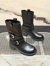 levne Dámská obuv-Dámské Boty Pracovní boty Denní Blokovat patu Oblá špička Na běžné nošení Umělá kůže Povaleč Černá Hnědá