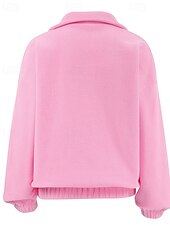 preiswerte Flauschige Sweatshirts-Damen Freizeitjacke Warm Bequem Reißverschluss Lässig Einfach Urlaub Ausgehen Pullover Regulär Umlegekragen Normale Passform Langarm Oberbekleidung Rosa Herbst Winter