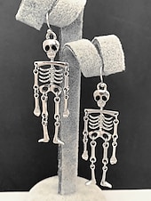 economico Accessori di Halloween-orecchini pendenti da donna a forma di scheletro di Halloween – materiale in lega, design a forma di osso mobile, divertenti gioielli spettrali per feste, cosplay ed eventi in costume