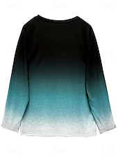 ieftine Tricou cu dungi și geometric-Paște Pentru femei Tricou Ombre Grafic Stilat Modern Casual Manșon Lung Stil Nautic Rotund Topuri obișnuite Zilnic Imprimeu Trifoi Gri Închis Vară Primăvară Toamnă