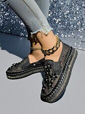 economico Festa Notturna-Sneakers slip-on da donna con strass, tomaia in mesh e suola spessa - scarpe alla moda per la vita notturna, le feste e le discoteche