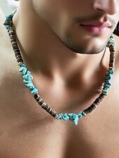 preiswerte Herrenschmuck-Herren Halskette Braun Grün Schwarz-Weiß Holz Türkis Bohemien Mode Ethno-Stil