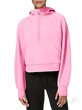 cheap Plain Tops-Women&#039;s Pullover Hoodie Sweatshirt Plain Streetwear Casual Long Sleeve Hooded Regular Tops Street Holiday Zipper Light Pink Black Pink Red Navy Blue Winter