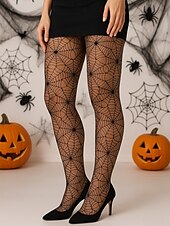 preiswerte Halloween-Zubehör-Transparente Strumpfhose mit Spinnennetzmuster für Halloween für Damen – dehnbare Netzstrumpfhose für Kostümpartys, Cosplay und Nachtclub-Outfits
