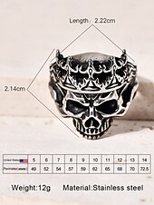 preiswerte Herrenschmuck-Herrenring aus Edelstahl mit Totenkopf und Krone – Gothic-Punk-Stil, robustes Heavy-Metal-Design, ideal für Halloween-Partys, Cosplay und Rockkonzerte