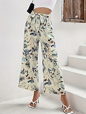 economico gamba larga e vita alta-Per donna Gamba larga Pantaloni Corti Pantaloni Palazzo Moda Streetwear Lunghezza alla caviglia Vita Alta Piante Elastico in vita Traspirabilità Confortevole Streetwear Abbigliamento quotidiano Uscire