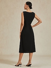 cheap Cocktail Dress-Women&#039;s Midi Dress Sheath Dress A Line Dress Elegant Wedding Party Wedding Guest Regular Fit Solid Color Sleeveless V Neck Gray Pink Black Burgundy Navy Blue Summer Spring Fall Winter