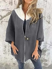 preiswerte Trenchcoats-Damen Mantel Freizeitjacke Warm Bequem Patchwork Reißverschluss Mode Modern Lässig Farbblock Ausgehen Wochenende Reisverschluss Regulär Stehkragen Normale Passform Dreiviertelarm Oberbekleidung