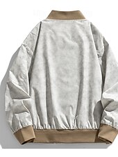 economico Giubbotti Casual-Per uomo Giacca Giacca Casual All&#039;aperto Vacanza Caldo Cerniera Tasca Autunno Inverno Semplice Moda Comfort Colletto Mao Regolare Nero Cachi Giacca