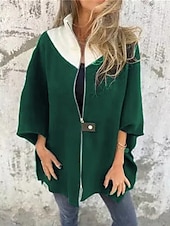 preiswerte Trenchcoats-Damen Mantel Freizeitjacke Warm Bequem Patchwork Reißverschluss Mode Modern Lässig Farbblock Ausgehen Wochenende Reisverschluss Regulär Stehkragen Normale Passform Dreiviertelarm Oberbekleidung