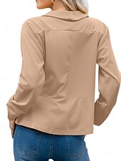 abordables Blazers et Costumes-Femmes Blazer Confortable Respirant Coupe ajustée Mode Moderne Uni Travail Quotidien Régulier Col Rabattu Coupe régulière manche longue Vêtements d&#039;extérieur Rose Claire Noir Blanche Printemps Automne
