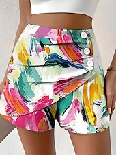 preiswerte Kurze Hose-Damen Chinos Shorts Elegant Urlaub Vintage Kurz Hohe Taille Grafik Geometrisches Muster Abstrakt Geschichtet Schnelltrocknend Bequem Atmungsaktiv Unelastisch Outdoor Straße Täglich Rubinrot Rosa Grün