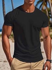  Hombre Camiseta Camiseta superior Manga Corta Mangas cortas Cuello Barco Verano Color sólido Plano Moda Básico Casual Puro Casual Vacaciones Casual Diario Azul marinero Negro Gris Camiseta superior