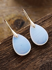 abordables Boucle d&amp;#39;oreille pour femme-Boucles d&#039;oreilles en pierre naturelle en forme de larme pour femmes avec crochet en or - bijoux élégants faits à la main pour femmes pour vêtements décontractés, cadeaux et vêtements de style bohème