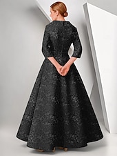 cheap BLACK-Black Floral Jacquard A-Line Evening Gown Elegant Dress Formal Wedding Floor Length Sleeveless V Neck Nylon with Pleats 2025