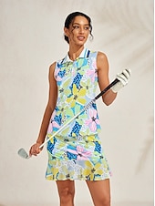 Недорогие Женская одежда для гольфа-Жен. Футболка-поло Желтый + голубой Серебро + оранжевый Без рукавов Женская одежда для гольфа Одежда Одежда Одежда