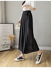 economico gamba larga e vita alta-Per donna Gamba larga Chinos Casual Lunghezza intera Naturale Semplice Gamba larga Coulisse Comodo Traspirabilità Casual Quotidiano Nero Rosa Blu Primavera Autunno Vestibilità comoda