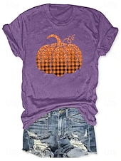 abordables Hauts d&amp;#39;Halloween-Halloween Femmes T-shirt Graphique Halloween ancien Élégant Classique Manche Courte Col ras du cou Col rond Hauts Réguliers Quotidien Week-end Imprimé Noir Blanche Jaune Rose Claire Rouge Été Automne