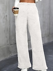 economico gamba larga e vita alta-Per donna Gamba larga Pantaloni Eleganti Streetwear Casual Lunghezza intera Naturale Semplice Elastico in vita Confortevole Ferie Uscire Weekend Grigio Nero Bianco Cachi Autunno Vestibilità regolare