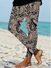 abordables Art &amp; Design Impression-Femmes Leggings Vacances ancien Mode Longueur cheville Taille haute Graphique Abstrait Impression Doux Respirant Haute Élasticité Extérieur Quotidien Noir Blanche Marron Gris Claire Printemps Automne