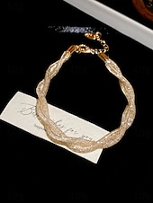 levne Dámský náhrdelník-Dámský třpytivý síťovaný náhrdelník nebo náramek - elegantní šperk ve zlaté barvě, lehký a stylový, ideální pro dámské koktejlové a večerní outfity