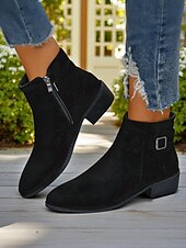 ieftine Botine-Pentru femei Cizme Zilnic Ghete Botine Cataramă Toc Jos Vârf ascuțit Clasic Casual minimalism Piele de Căprioară Imitație Fermoar Leopard Negru Muștar